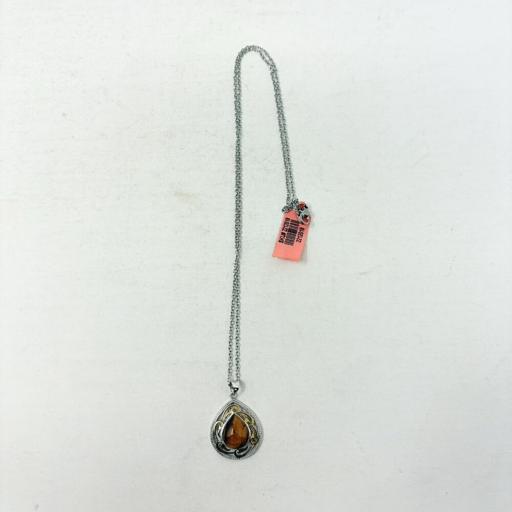 Shop LC Sterling Silver South African Tigers Eye Pendant with 20in Chain 5417